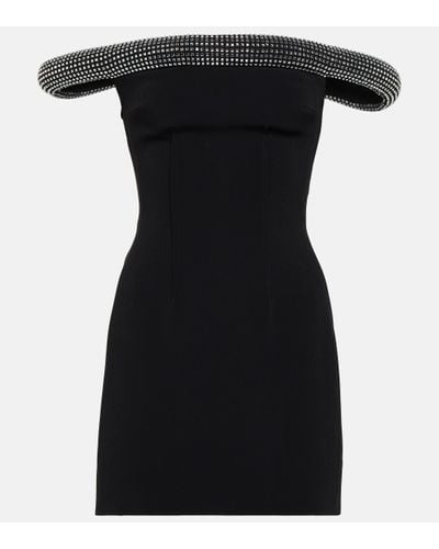 David Koma Crystal-embellished Cady Minidress - Black