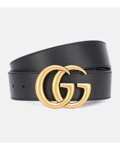 Gucci Guertel GG aus Leder - Schwarz