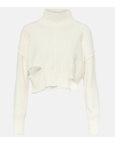 MM6 by Maison Martin Margiela Distressed Cotton And Wool Jumper - White