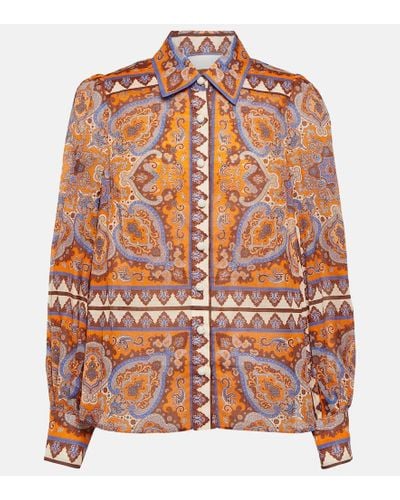 Zimmermann Camisa Halcyon de algodon estampada - Naranja