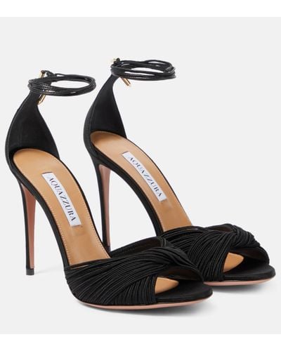 Aquazzura Bellini Beauty 105 Satin Sandals - Black