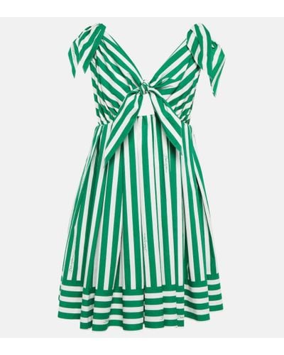 Dolce & Gabbana Portofino vestido corto de popelin a rayas - Verde