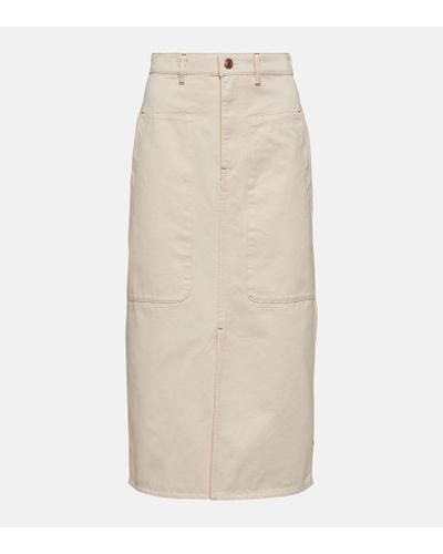 Isabel Marant Flozia Cotton Midi Skirt - Natural
