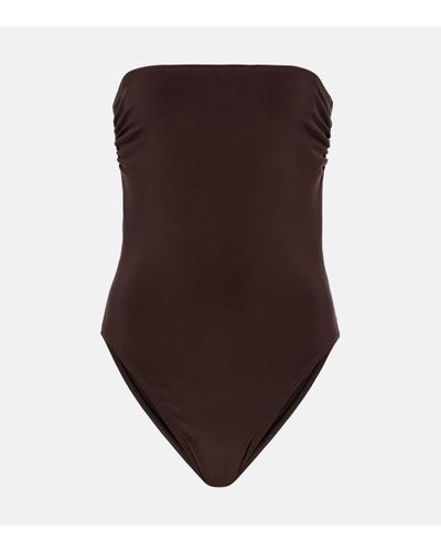 Norma Kamali Bishop Strapless Swimsuit - Brown