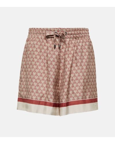 Brunello Cucinelli Printed Silk Shorts - Pink