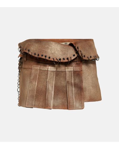KNWLS Leather Miniskirt - Brown