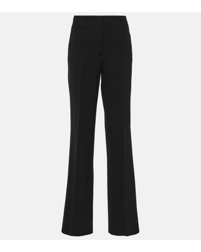 Dries Van Noten High-rise Wool-blend Straight Trousers - Black