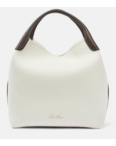Loro Piana Bale Large Leather-trimmed Bucket Bag - White