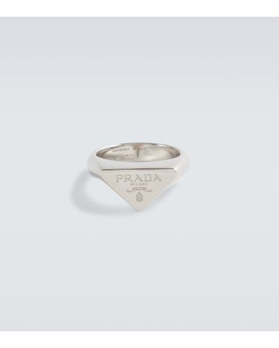Prada Ring aus Sterlingsilber mit Logo - Weiß