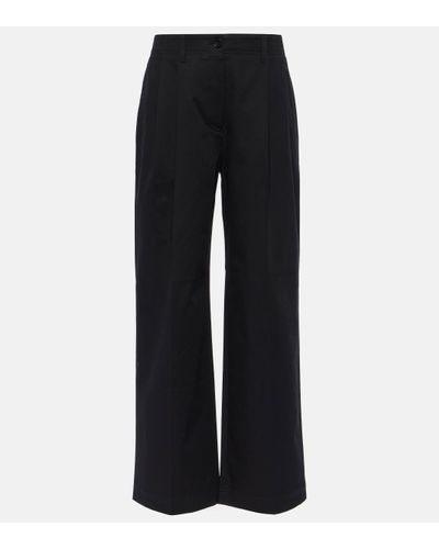 Totême Cotton Twill Wide-leg Trousers - Black