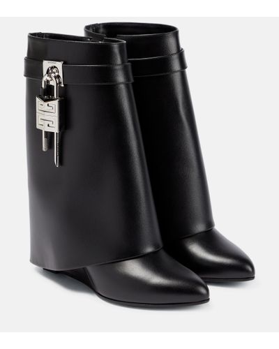 Givenchy Shark Lock Leather Ankle Boots - Black