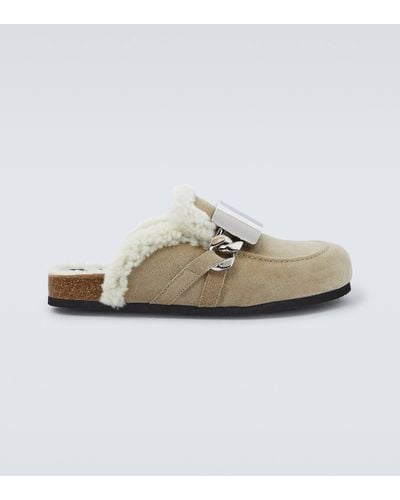 JW Anderson Gourmet Chain Suede Mules - White