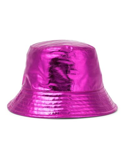 Isabel Marant Haley Metallic Leather Bucket Hat - Pink