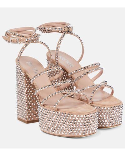 Paris Texas Holly Evita Suede Platform Sandals - Pink