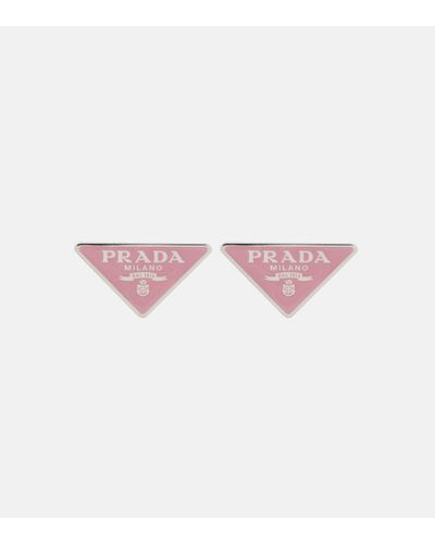 Prada Symbole Sterling Silver Earrings - Pink