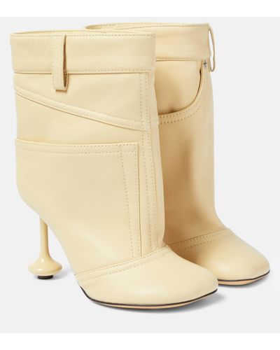 Loewe Leather Toy Ankle Boots 90 - Natural