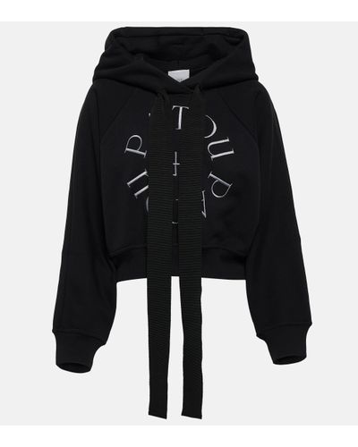 Patou Logo Cotton Jersey Hoodie - Black