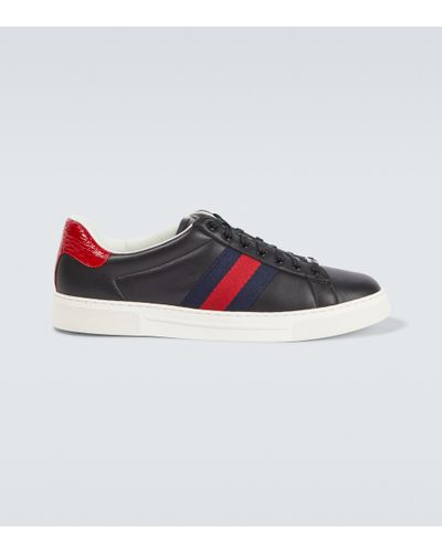 Gucci Snake Ace Embroidered Leather Sneakers - Farfetch