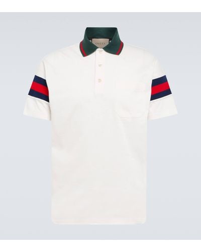 Gucci Cotton Jersey Polo With Web - White