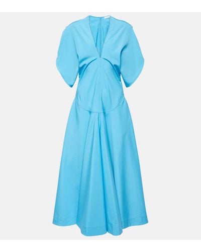Ferragamo Cotton Poplin Midi Dress - Blue