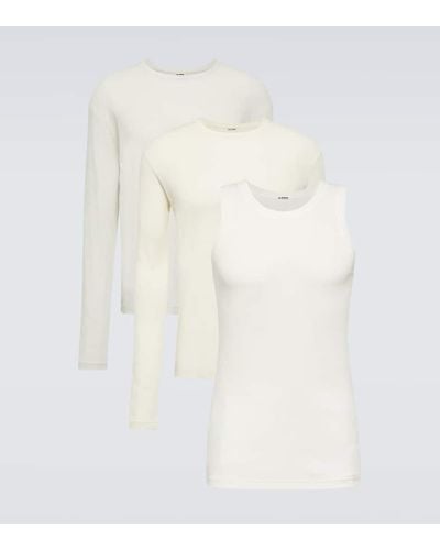 Jil Sander Set de 3 camisetas de jersey de algodon - Blanco