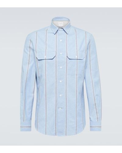 Brunello Cucinelli Camisa de algodon a rayas - Azul