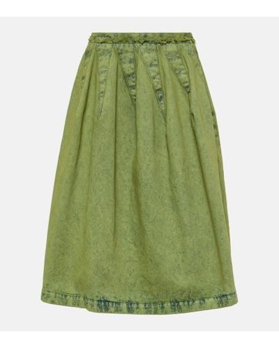 Marni Pleated Denim Midi Skirt - Green