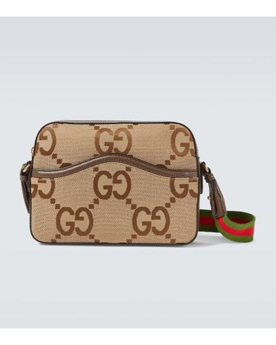 Gucci Jumbo Gg Fabric Messenger Handbag - Brown