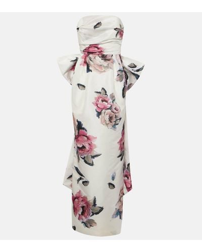 Rebecca Vallance Aveline Floral Strapless Taffeta Gown - White