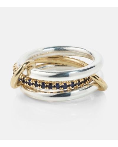 Spinelli Kilcollin Libra Sterling Silver And 18kt Gold Linked Rings With Sapphires - Metallic