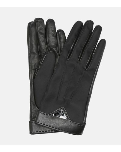Prada Handschuhe aus Leder und Nylon - Schwarz