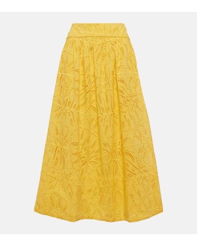 FARM Rio Monstera Broderie Anglaise Maxi Skirt - Yellow