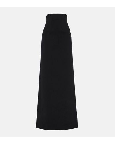 Ferragamo High-rise Wool-blend Maxi Skirt - Black