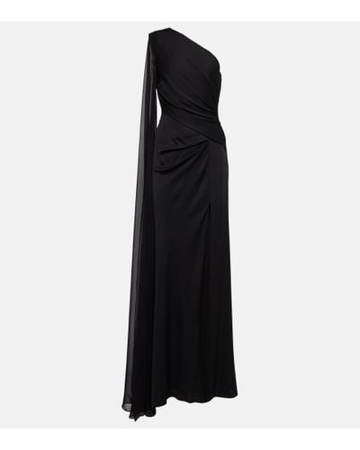 Roland Mouret One-shoulder Silk-blend Gown - Black