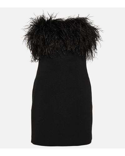 Rebecca Vallance Mini-robe Bustier En Cady À Plumes After Hours - Noir