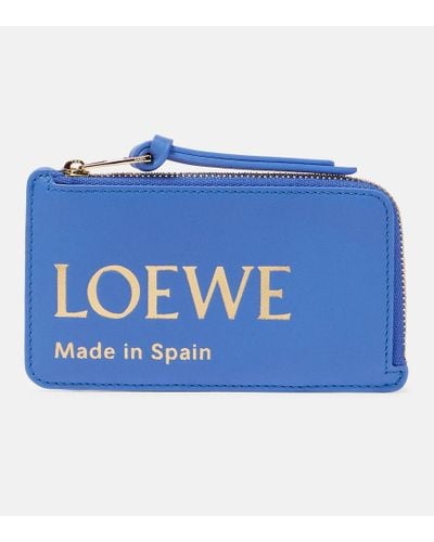 Loewe Tarjetero de piel con logo - Azul