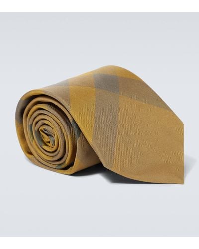 Burberry Check Silk Tie - Natural