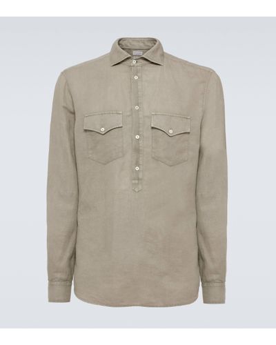 Brunello Cucinelli Linen And Cotton Shirt - Natural