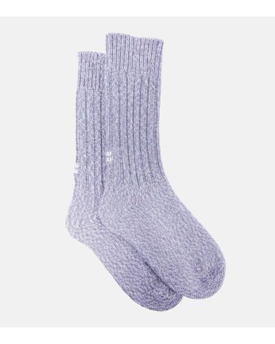 Miu Miu Logo Cashmere And Wool Socks - Purple