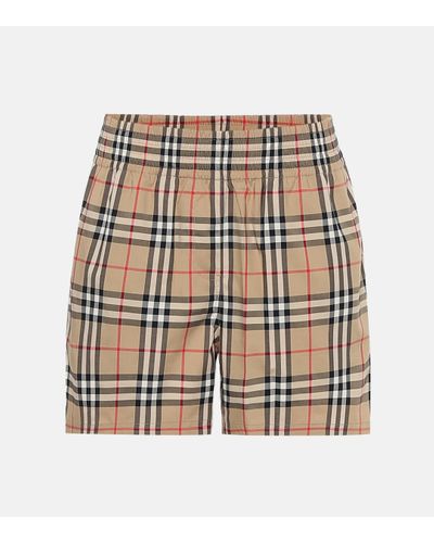 Burberry High-rise Stretch-cotton Shorts - Natural
