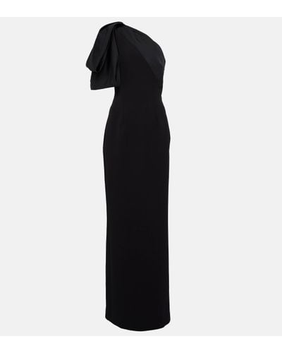 Safiyaa Robe longue asymetrique Maelys en crepe - Noir