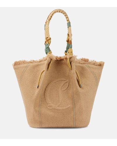 Christian Louboutin By My Side Leather-trimmed Canvas Shopper - Natural