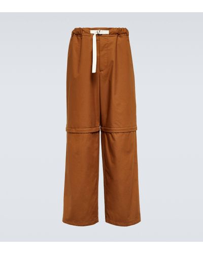 Jil Sander Wide-leg Cotton Trousers - Brown