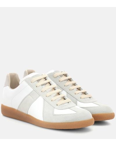 Maison Margiela Replica Leather And Suede Trainers - White