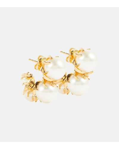 Bottega Veneta Pendientes Sphere chapados en oro de 18 ct con perlas - Metálico
