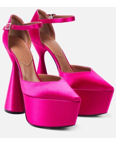 D'Accori Satin Platform Court Shoes - Pink