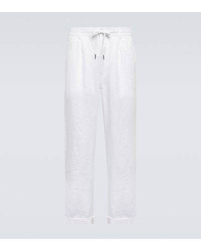Polo Ralph Lauren Linen Straight Trousers - White