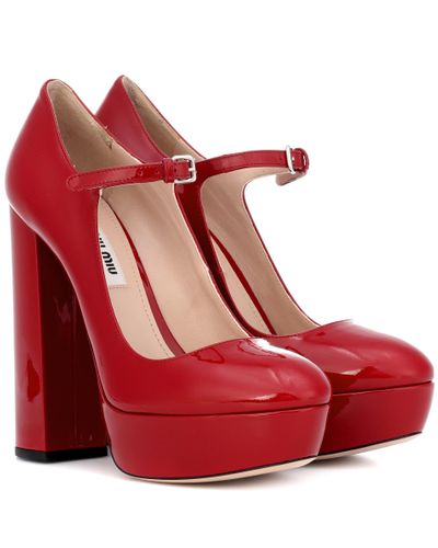 Miu Miu Mary Jane Court Shoes - Red