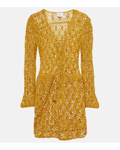 Anna Kosturova Bianca Crochet Cotton Minidress - Yellow