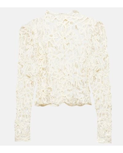 Isabel Marant Top de algodon Neline con bordado floral - Blanco